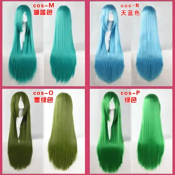 HSIU 100Cm Long Staight Cosplay Wig Heat Resistant Synthetic Hair Anime Party wigs 26 color Colourful 6