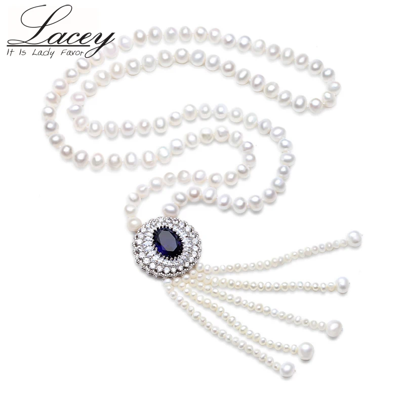 Lacey модное пресноводное натуральное жемчужное ожерелье длиной 80 см для женщин