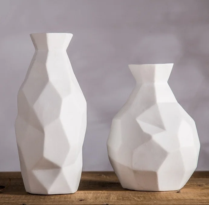 Tangent Plane Ceramics Vases Geometric Porcelain Flower Flask Ornament