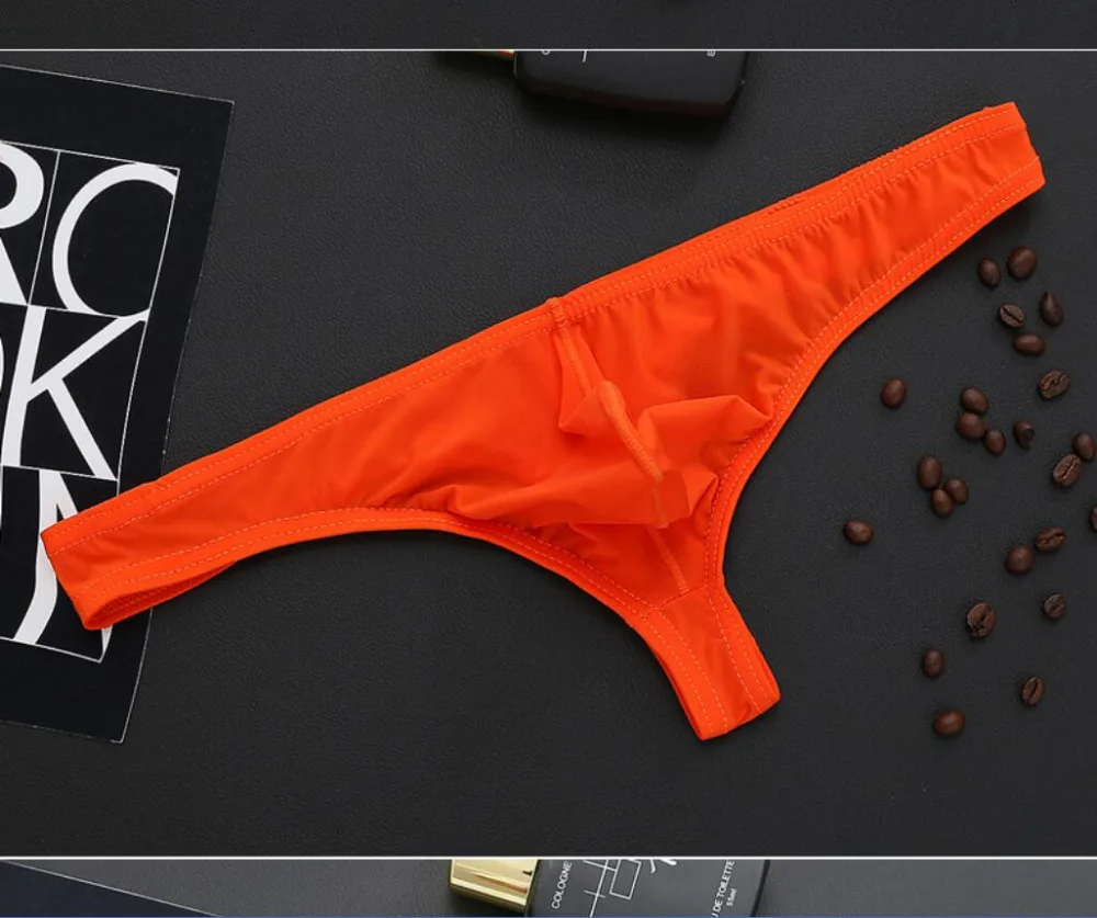

Men Pouch Thongs Nylon G-strings Sexy Gay Men's Underwear Ice Silk Stretchy T-back Tangas Pants