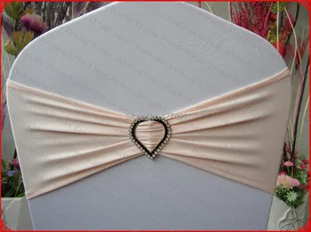 

Peach Pink Single Layer Spandex/Lycra/Expand Band/Chair Covers With Heart Shape Diamond Buckle For Wedding Banquet Decorations