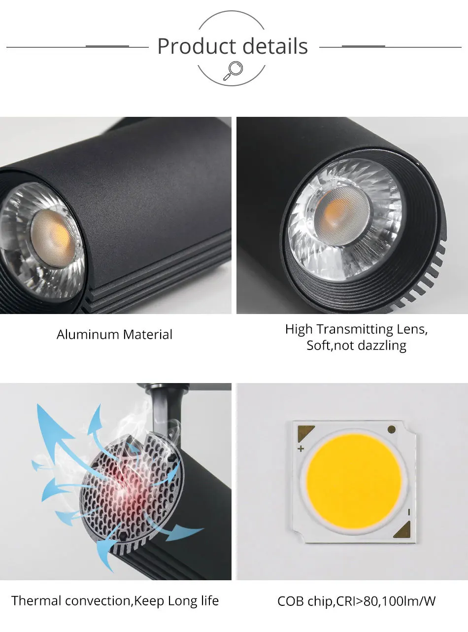 40W Modern Aluminnum Track Lights LED Rail Lamp Spotlights For Clothing Shop Windows Showrooms Night Lighting 200-240V   (12)
