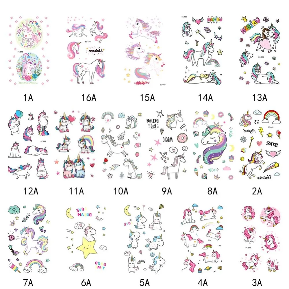 Водонепроницаемый Единорог временные наклейки s поддельные татуировки игрушки для детей девочек мальчиков взрослых вечерние принадлежности радуга наклейка "лошадь"