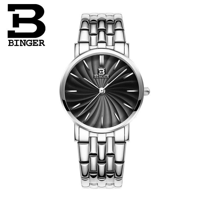 Швейцарские BINGER женские часы люксовый бренд Кварцевые полностью из нержавеющей стали ультратонкие наручные часы водонепроницаемые B3051W-2