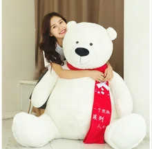 large 170cm white polar bear plush toy red scard bear doll hugging pillow, Valentine’s Day,Xmas gift c640