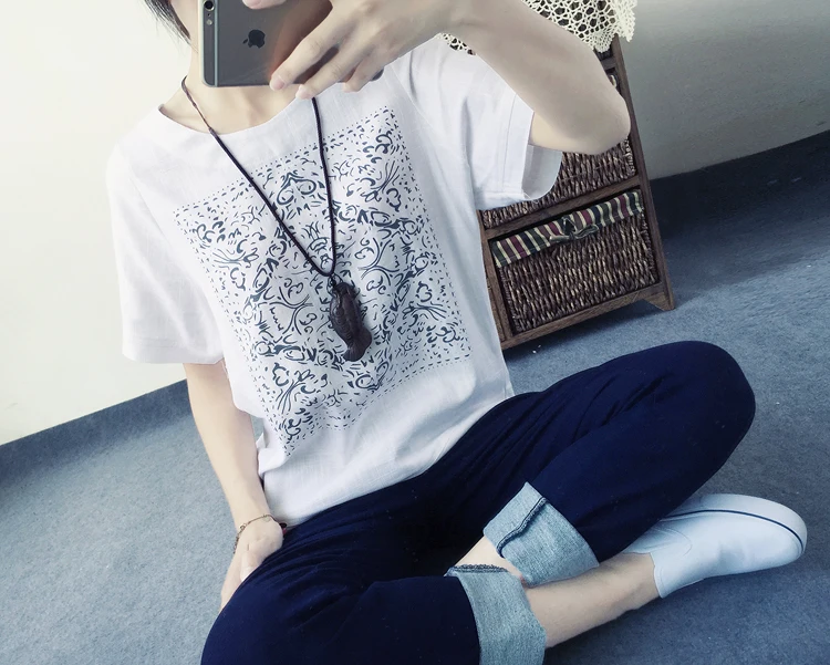 Весенне-летняя футболка с принтом в Корейском стиле большого размера с короткими рукавами из бамбукового хлопка футболки для беременных