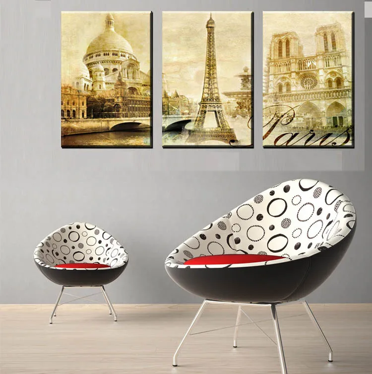 European Building Wall Hanging Picture Prined Canvas Unframed Oil