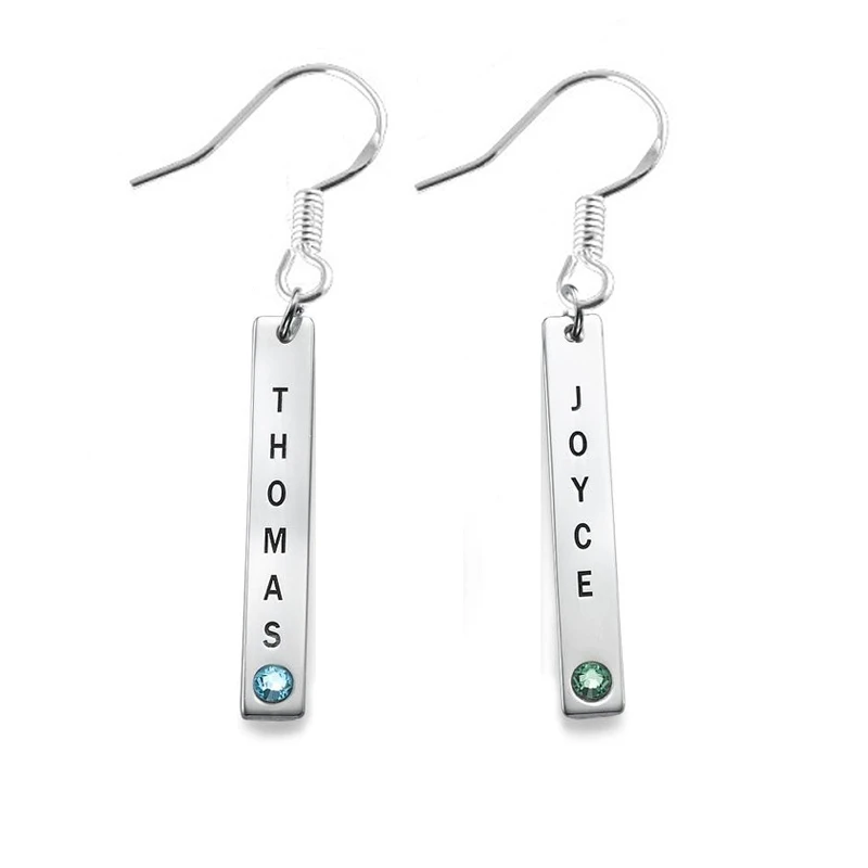 

Customed Birthstone Earrings 2016 Hot Selling Custom long Earrings Jewelry Made Any Name Anniversary Gift Drop Shipping YP2973