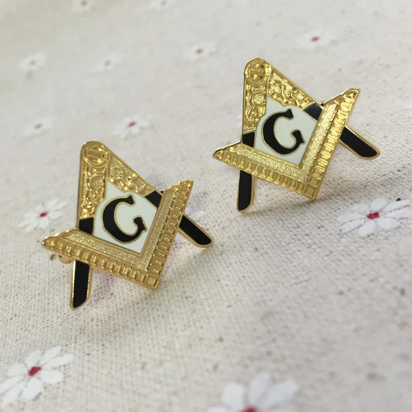 Elegant Masonic Black and White Checkered Rug Floor Cufflinks