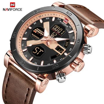 

NAVIFORCE Mens Watch Dual Display LED Digital Chronograph Sport Quartz Wristwatch Military Waterproof Clock Relogio Masculino