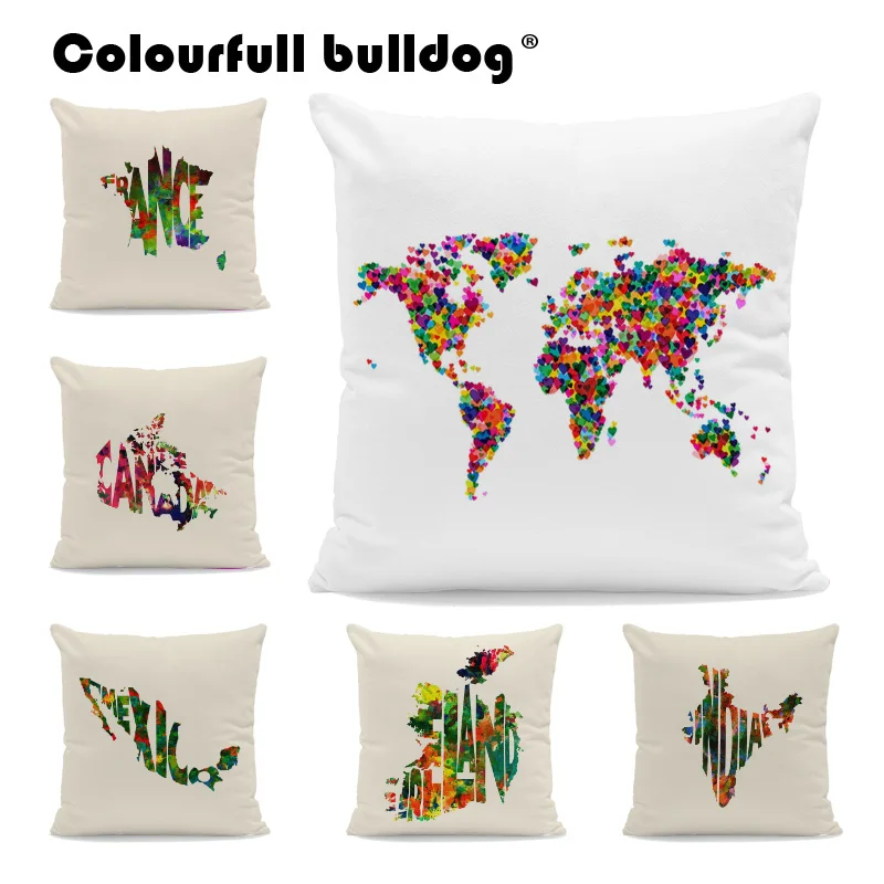 الرجعية وسادة الملونة القلب نمط خريطة العالم وسادة غطاء وسادة Austrila البرازيل كندا فرينس مكتب أريكة تزيين المخدة الرجعية وسادة الملونة القلب نمط خريطة العالم وسادة غطاء وسادة Austrila البرازيل كندا فرينس مكتب أريكة تزيين المخدة