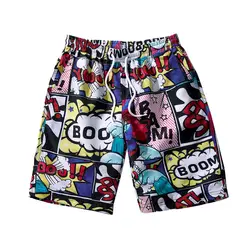 Весенние летние шорты мужские повседневные цветные столкновения Модные свободные пляжные спортивные Прямые шорты с эластичной резинкой