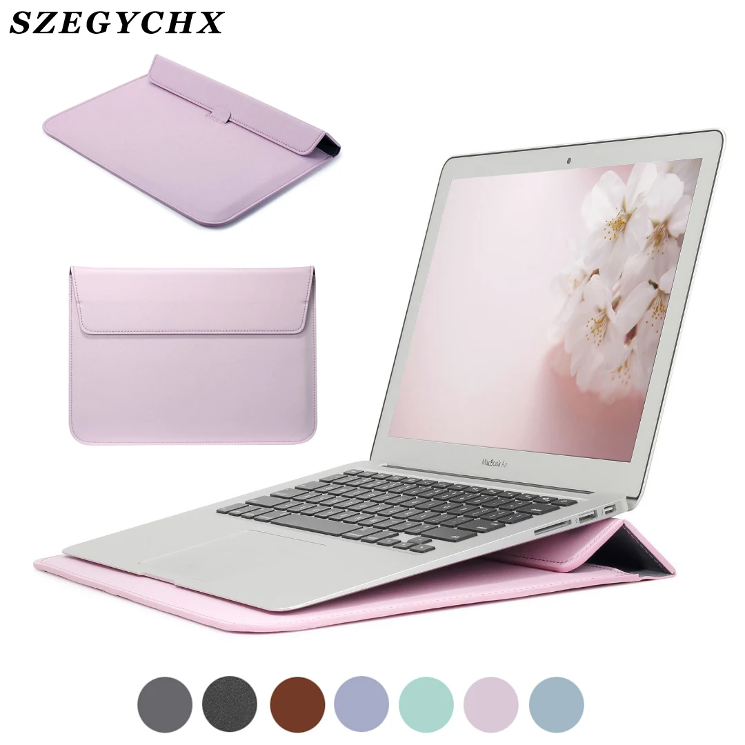 New Leather Sleeve Protector Bag Stand Cover For Macbook