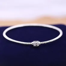 Authentic 925 sterling silver Jewelry bangle exquisite White zircon bracelet solid European style woman DIY Making wholesale