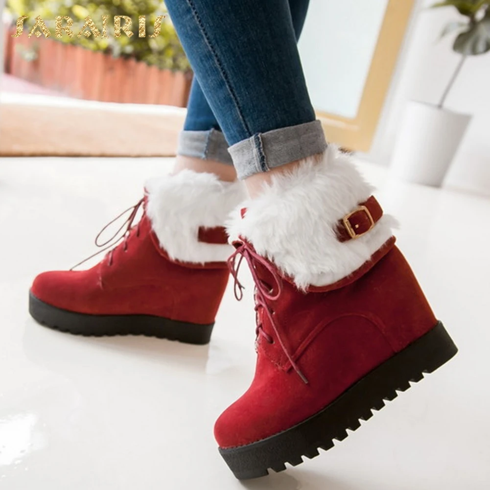 SARAIRIS/ распродажа больших размеров 33-43 модные зимние ботинки женская обувь на скрытом каблуке обувь женские теплые пинетки