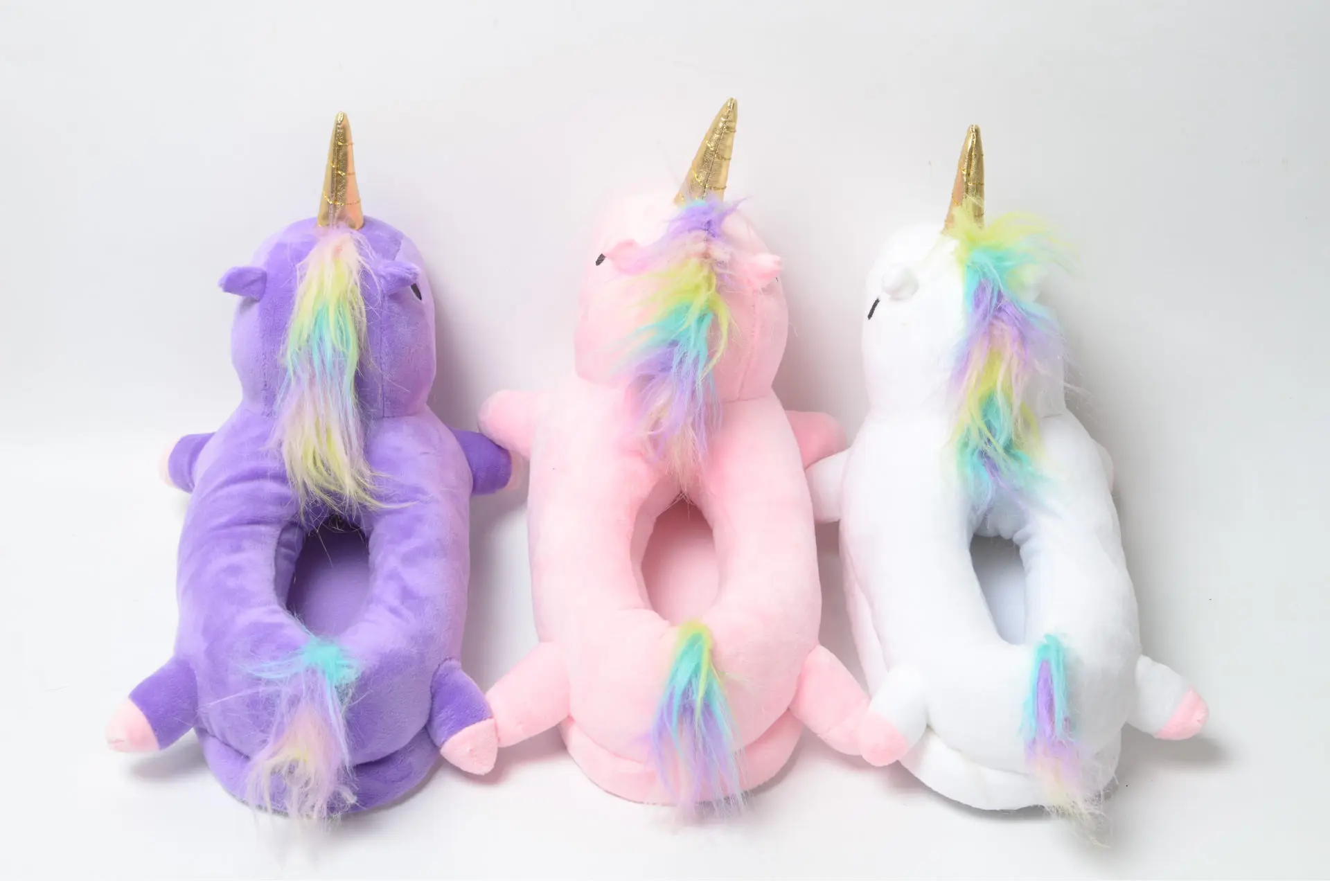 Three Unicorn Slippers Staying on The Same Line