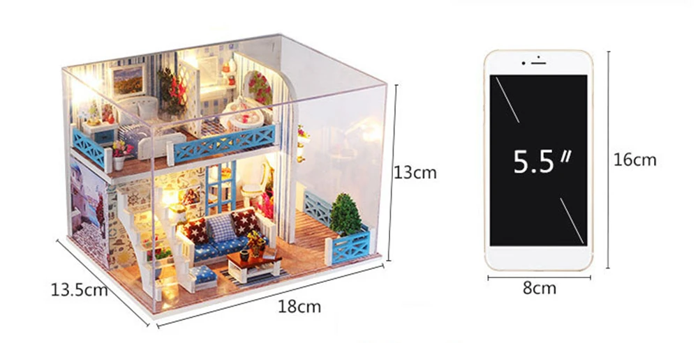 Diy Assemble Doll House Toy Wooden Miniatura Doll Houses Handmade Doll House Toys With Furniture Led Lights Kids Birthday Gifts (12)