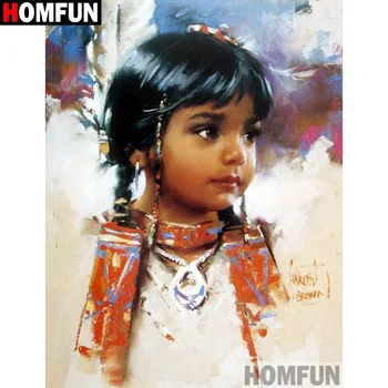 

HOMFUN Full Square/Round Drill 5D DIY Diamond Painting "Oil painting girl" Embroidery Cross Stitch 5D Home Decor A18047
