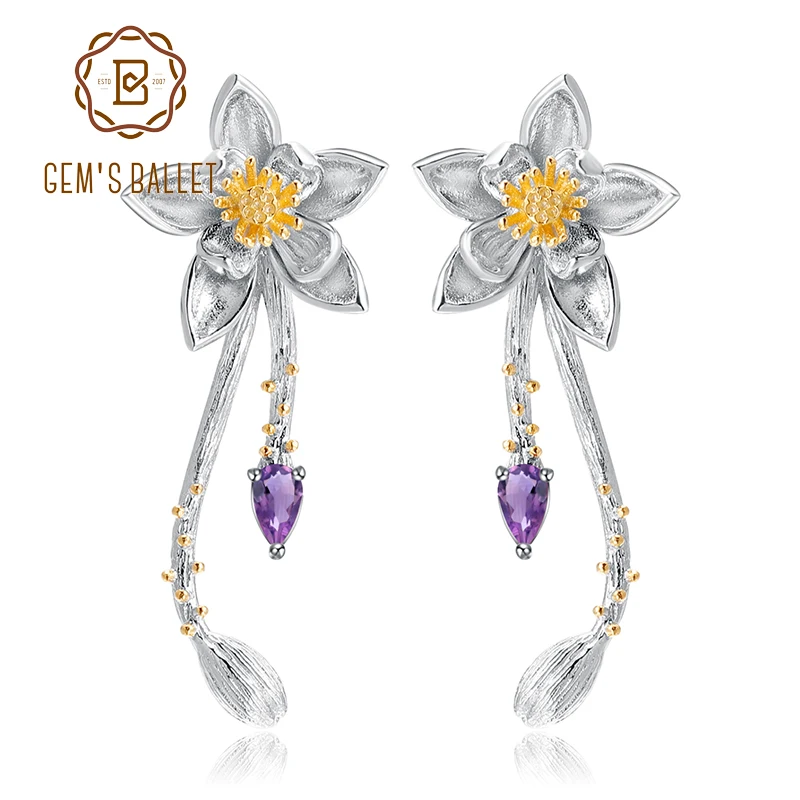 Женские Балетные серьги gemb's 0 39ct натуральный аметистовый драгоченный камень из