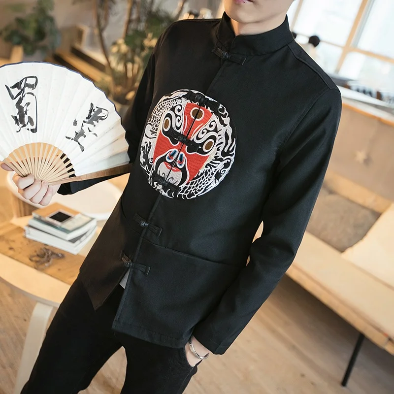 Традиционная китайская одежда для мужчин китайские куртки Дракон вышитые мужские куртки-бомберы kungfu одежда наряд TA199