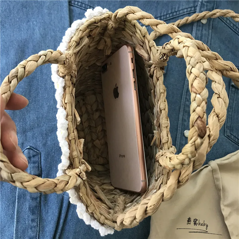 Women Summer Beach Handbag Female Straw Bags Vintage Handmade Lady Shoulder Bag Travel Flower Mini Weave Crossbody Tote SS3117 (3)