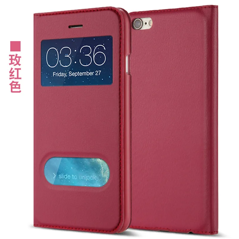 Кожаный чехол-книжка с открытым передним окошком для iphone X, XS, SE, 5S, чехол-кошелек для iphone 8, 7, 6, 6S Plus, чехол для телефона - Цвет: red