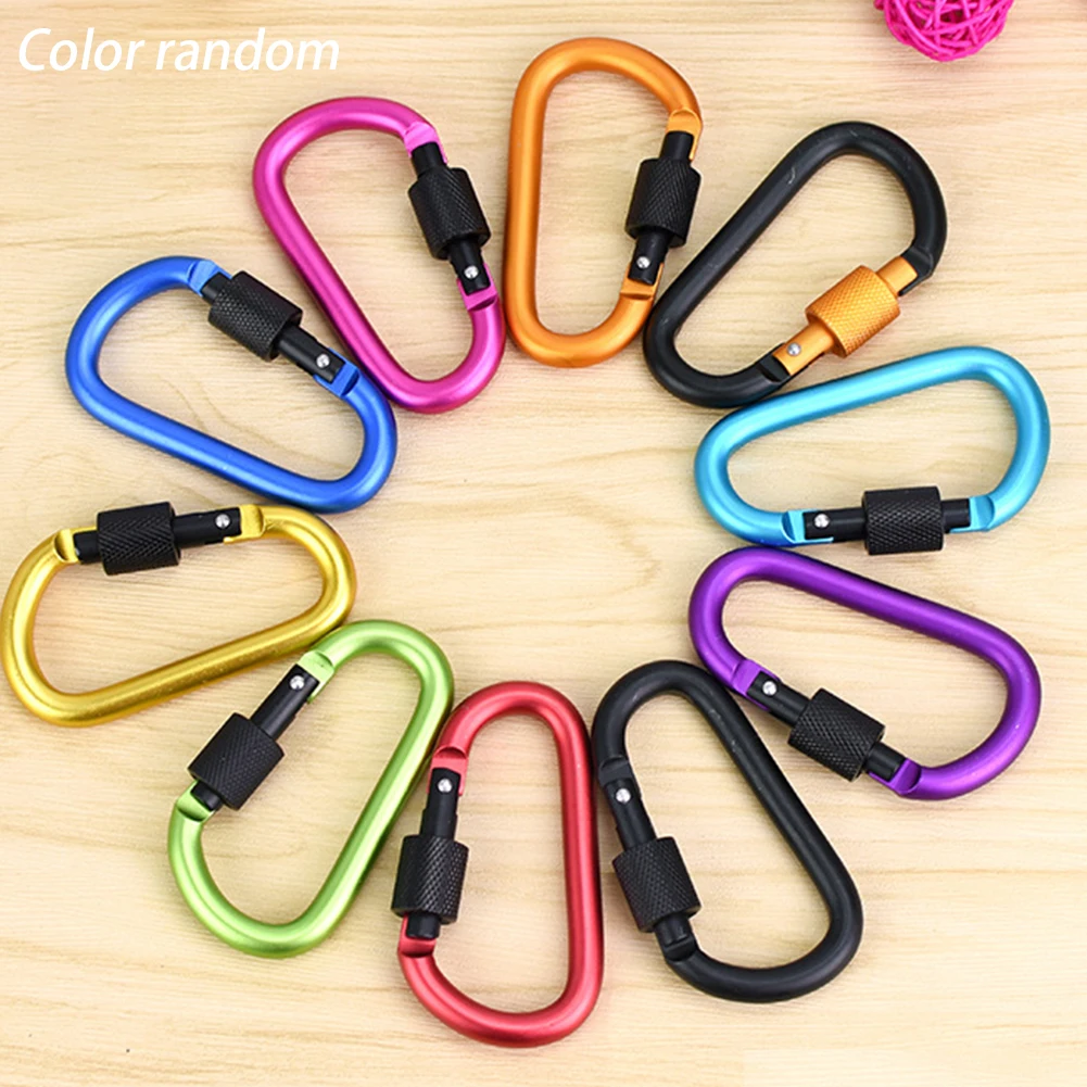 

10pcs Mountaineering Hook Outdoor Reliable Camping Aluminum Carabiner Clip Fishing D-Ring Durable Compact Hiking Keychain