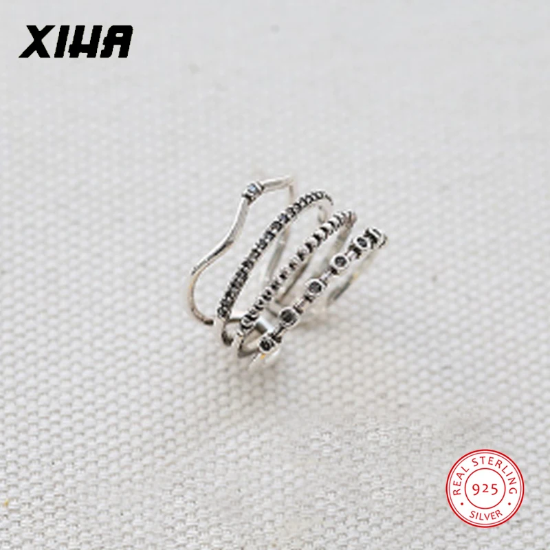 XIHA реальные 925 пробы Серебряные кольца для Для женщин тайский серебряный Миди