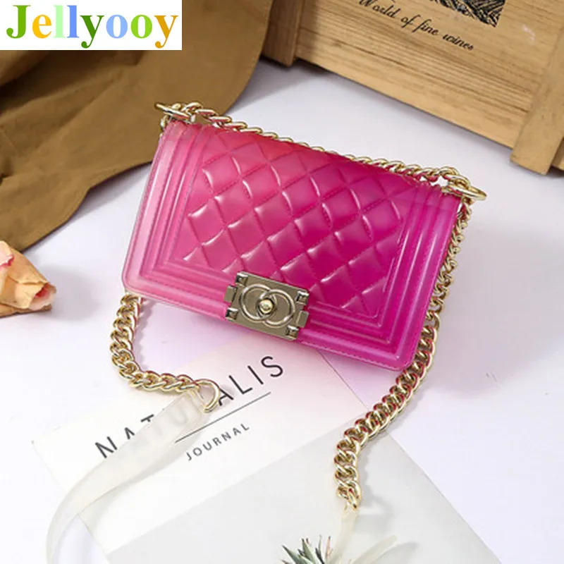 

Casual Fashion Lady Diamond Lattice Chain Shoulder Messenger Bags High Quality Women Purses and Handbags Jelly Bags Channels Bag