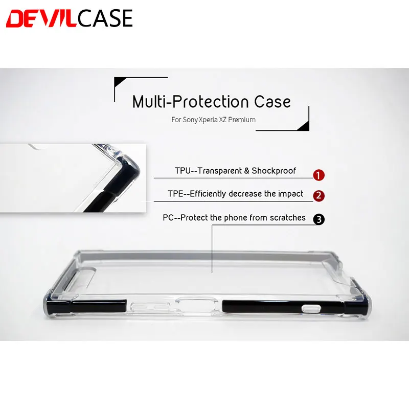 DEVILCASE для iPhone X XS Tri material противоударный прозрачный чехол из ТПУ + TPE PC телефона IPX