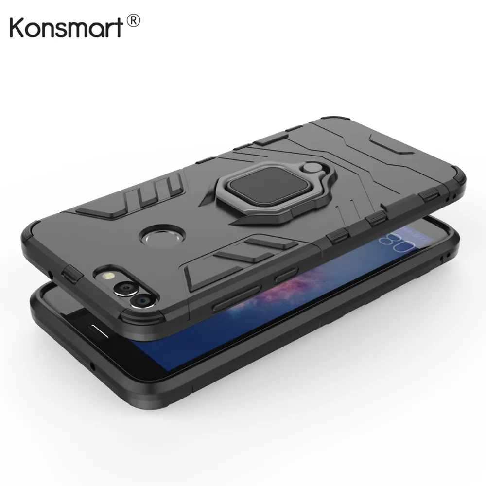 

Enjoy 7s Case Cover for Huawei P Smart 2018 Finger Ring Phone Case Bumper Armor Case For Huawei P Smart Holder Armor Case Konsma