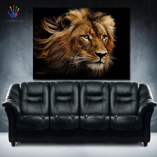 

Diy painting with Numbers, painting lion and tiger decorations with Numbers