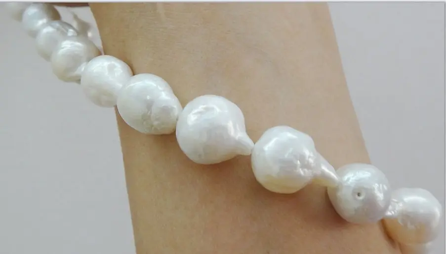 

Wholesale FREE SHIPPING >>> HUGE 18" 15x12MM AUSTRALIAN SOUTH SEA GENUINE WHITE NUCLEAR PEARL NECKLACE 14KGP