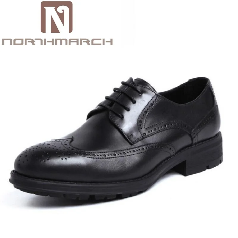 

NORTHMARCH Italian Lace Up Men Genuine Leather Men Wedding Brogue Formal Dress Business Party Office Black Oxford Shoes Scarpe