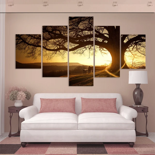 Modular 5 Panels Desert Tree Wall Art - Image 3