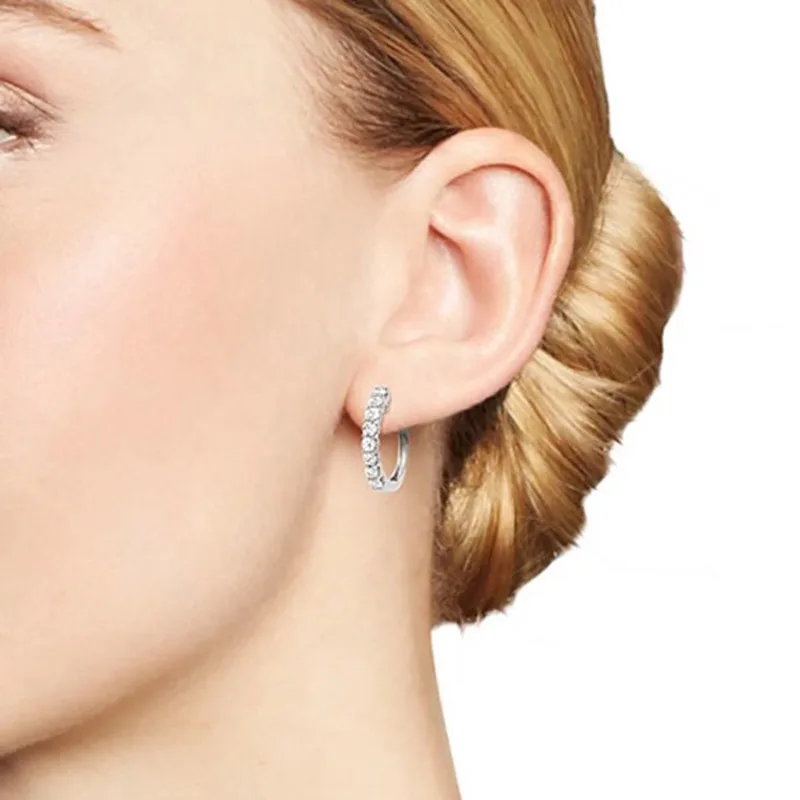1 Pair Fashion Women Paved Crystal Zircon Round Hoop Earrings Simple Fine Jewelry Gifts HSJ88 | Украшения и аксессуары