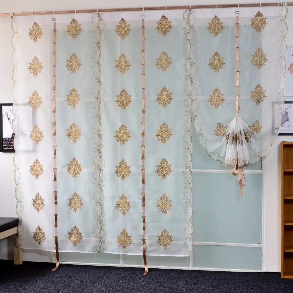 Modern European Style Embroidered Tulle Curtain For Bedroom Living