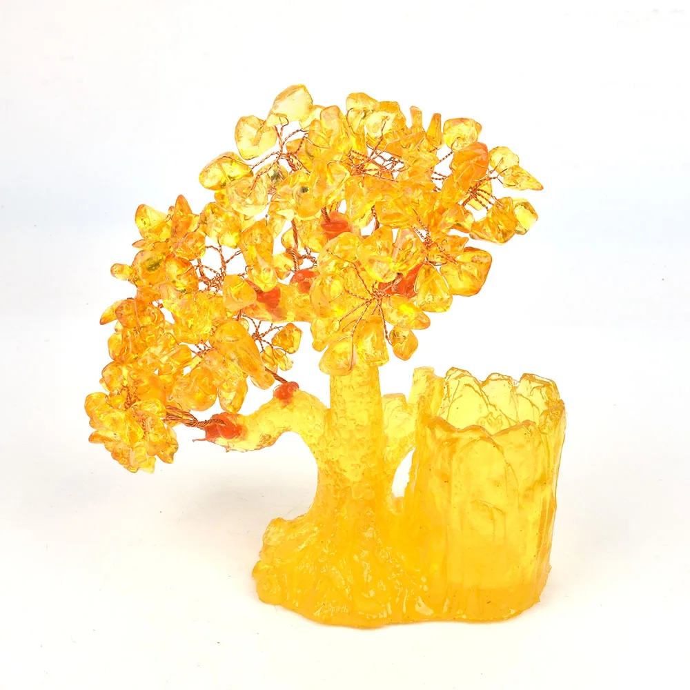 

Natural Citrine Quartz Gemstone Crystal Lucky Tree Reike Healing Crystal Gemstone Money Bag Feng Shui Home Decoraton Wholesale