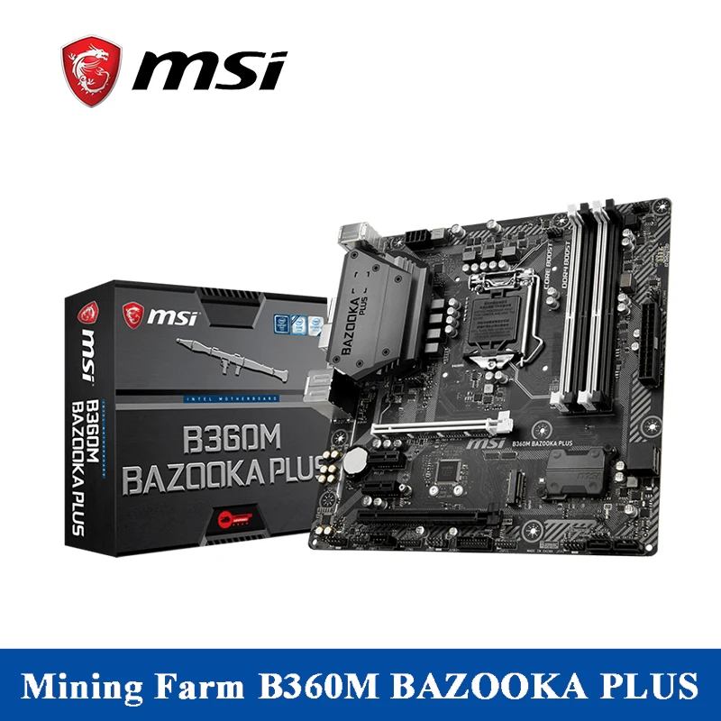 

Motherboard msi B360M BAZOOKA PLUS 64G PC-Chipset 4xSATA c8-Channel HD Audio DDR4 2400HMz Intel1219-V Gigabit LAN USB2.0/3.1