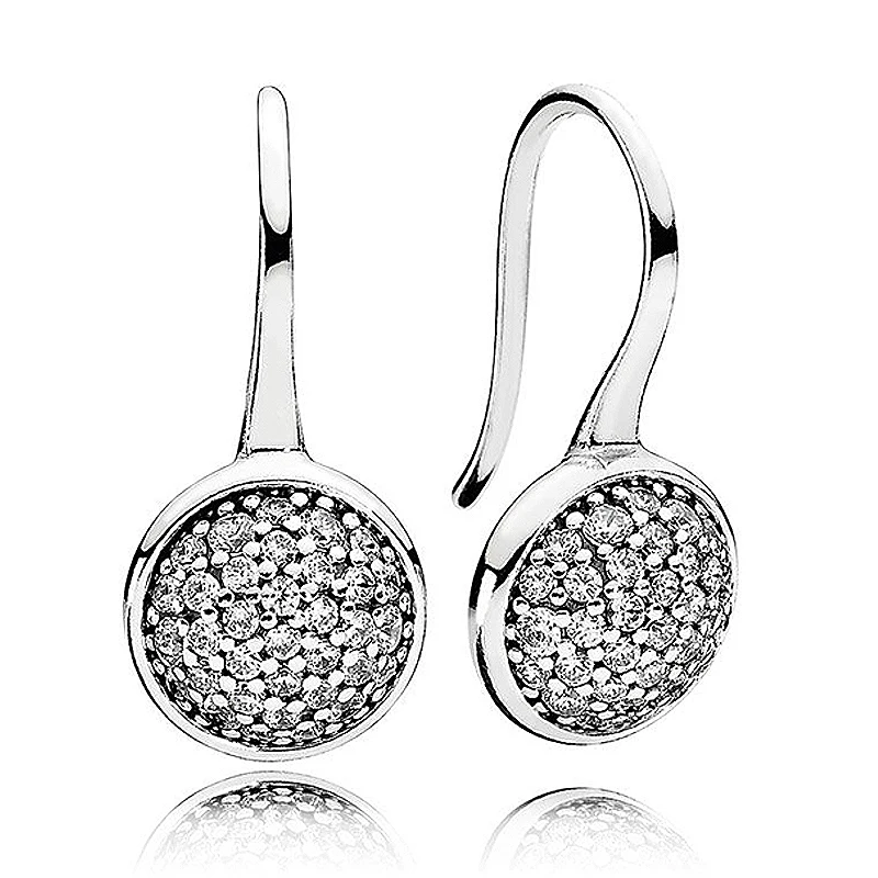 

925 Sterling Silver Earring Dazzling Droplets With Crystal Hanging Studs Earring For Women Wedding Gift Fine Pandora Jewelry