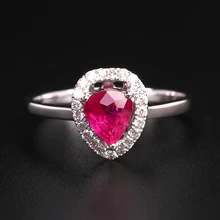 Robira Engagement Ring for Women 100% Natural Red Luxary Ruby Gemstone Diamond Jewelry 18K Gold Wedding Rings Fine Jewelry