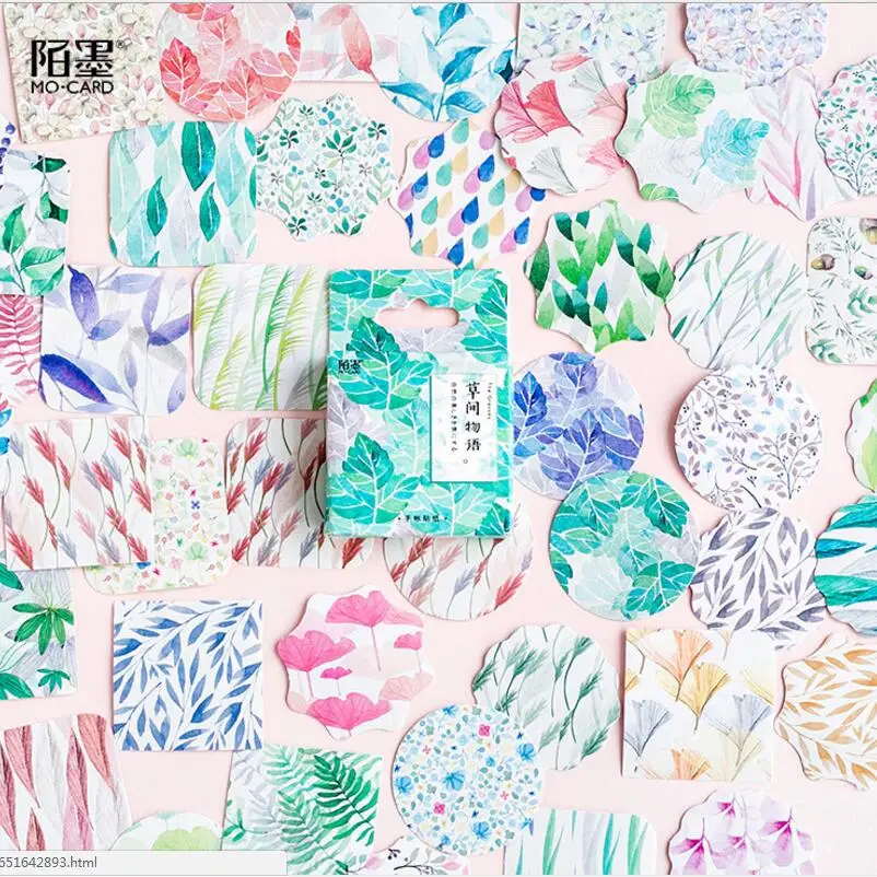 

45 PCS/box Colorful Leaf Diary Paper Lable Stickers Crafts And Scrapbooking Decorative Lifelog Sticker DIY Lovely Stationery