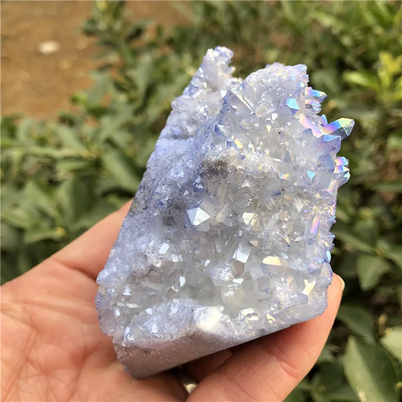 

Beautiful Aura Crystal Cluster Druzy Geode Angel Aura Titanium Quartz Crystal Stunning Rainbow Specimen Minerals