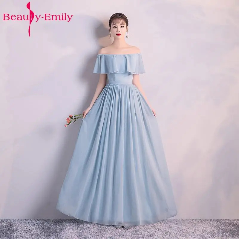 Beauty Emily шифоновое серое синее платье для невесты 2018 ТРАПЕЦИЕВИДНОЕ ПЛАТЬЕ