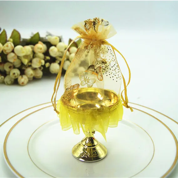 Золотой или серебряный бокал с Подарочная сумка из органзы, 130 шт/партия, BY042501 - Цвет: gold