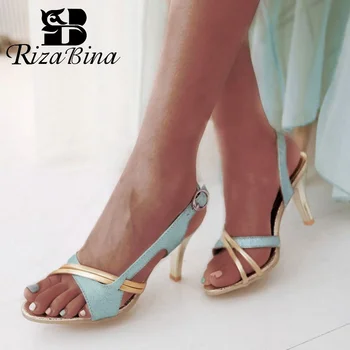 

RizaBina Lady High Heel Sandals Peep Toe Mixed Color Shoes Quality Party Dress Sandalias Heels Footwear Size34-43 PA00712
