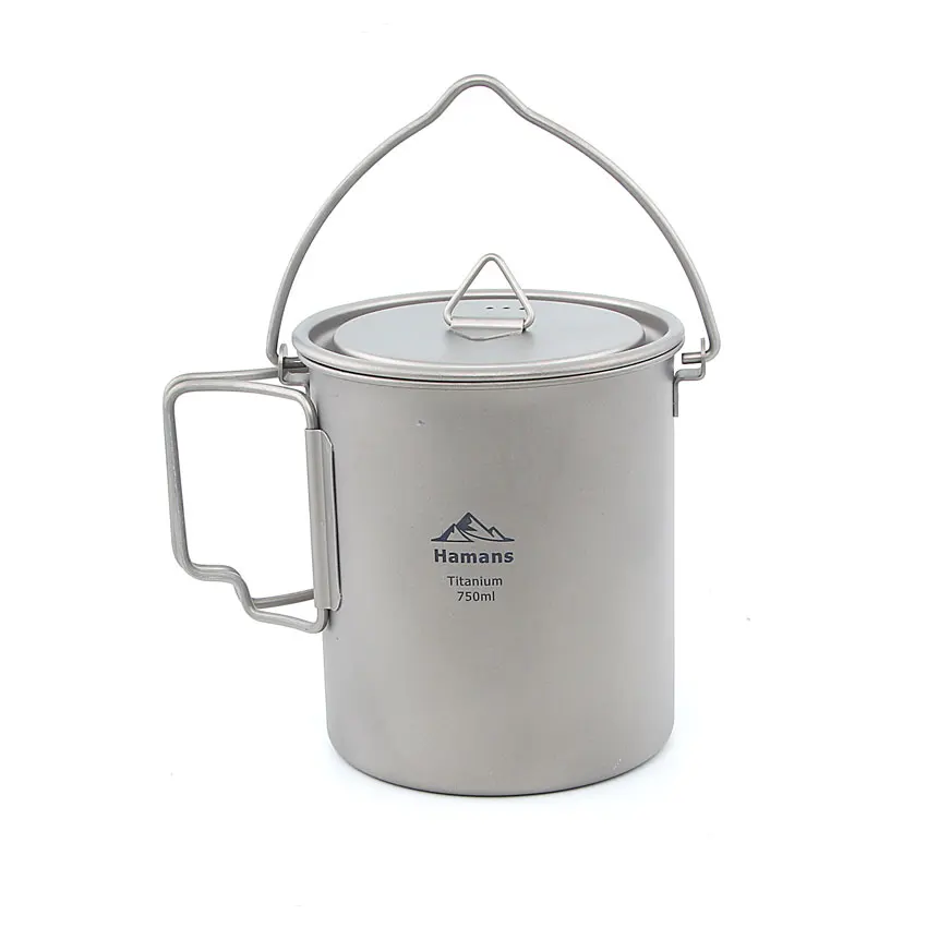 Hamanes HMS-POT-750 ultraligero 750 ml de titanio olla portátil de agua taza de Camping al aire libre de la cocina de Picnic
