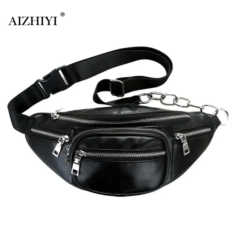 

Unisex PU Leather Chest Bag Soft Waist Pack Fashion Crossbody Bag for Women Men Messenger Bag Zipper Chest Phone Belt Bag