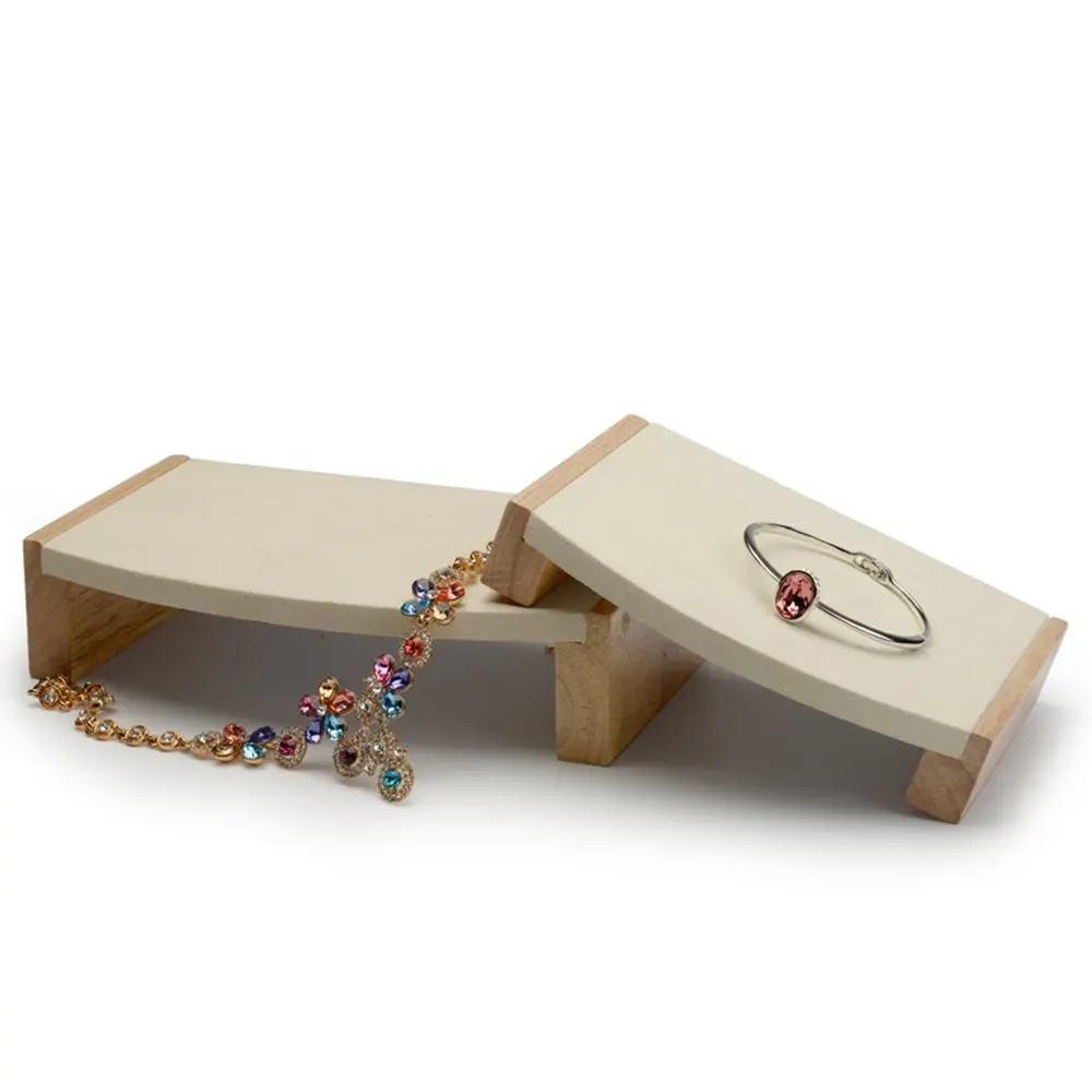 Oirlv 2018 arrival free shipping wooden ring bracelet bangle display stand rings earrings holder showcase velvet surface Jewelry Packaging