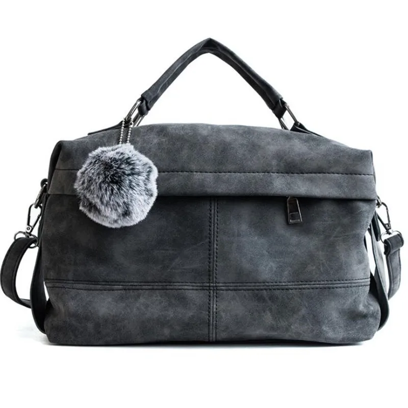 Высококачественная Женская замшевая дизайнерская сумка большого размера с кисточкой Вместительная дорожная сумка зимняя меховая сумка через плечо M1159 - Цвет: 2
